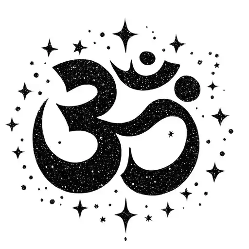 Om Symbol Saturn Glitter Stars