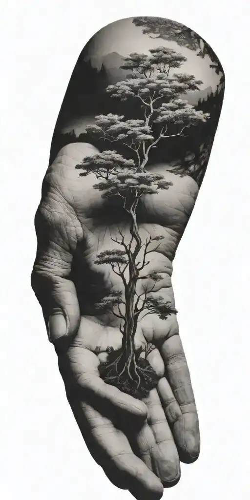 Trees Growing Out Of A Hand Holding