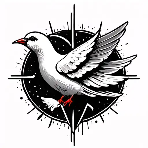 Dove With Heart Beat Line