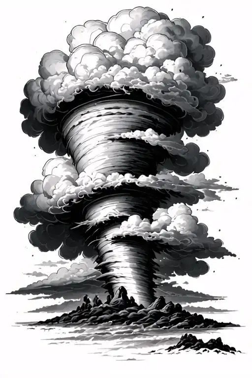 Storm Scene With Tornado Being Breathed Out Of A Cloud