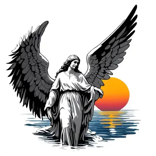 Guardian Angel And Sunset