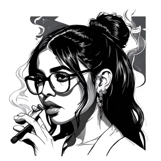 Mia Khalifa Smoking Black And Grey
