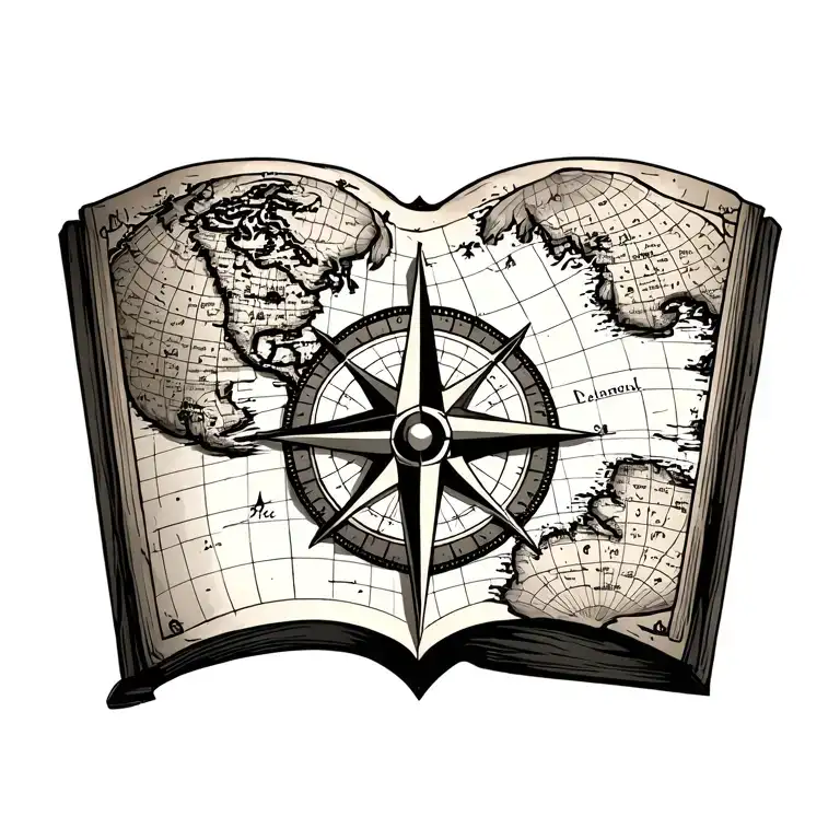 Old School Map With Compass Rose