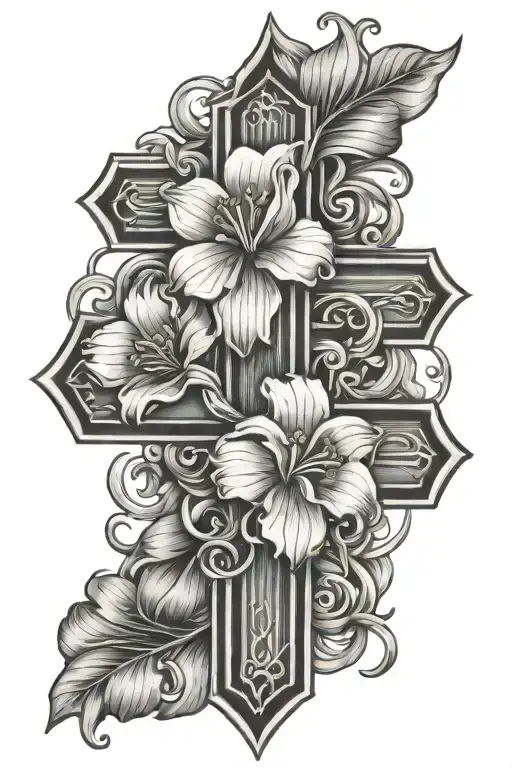 A Cross With January Birth Flower Intertwined