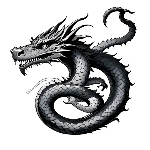 Dragon With Snake Wrapped