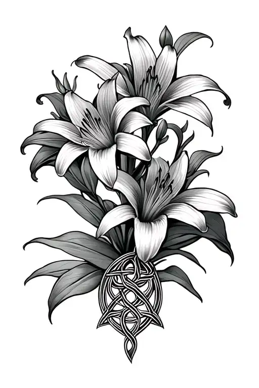 Dagger Stargazer Lilies And Celtic Knots