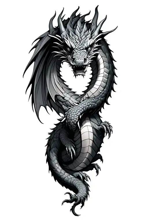 Dragon Wrapped Around A Pine Tree