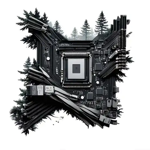 Motherboard Wrapped In Forest Scene