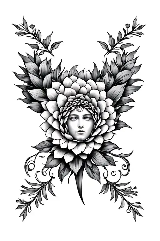 Dahlia And The Goddess Gaia Symbol Intertwined