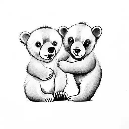 Bear Cub With Vicious Bear In Background