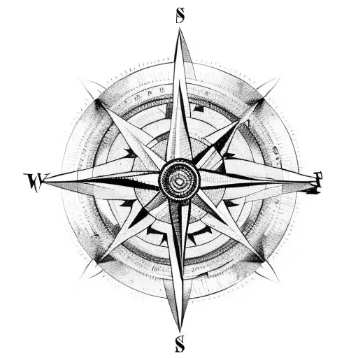 A Compass Surrounded By A Pack Of Howling Wolves