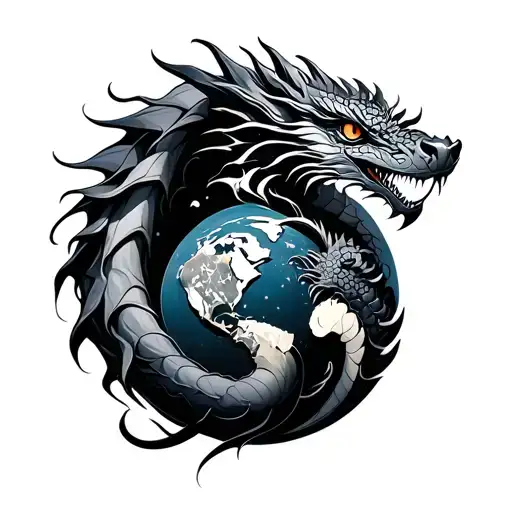 Dragon And Phoneix Holding The World