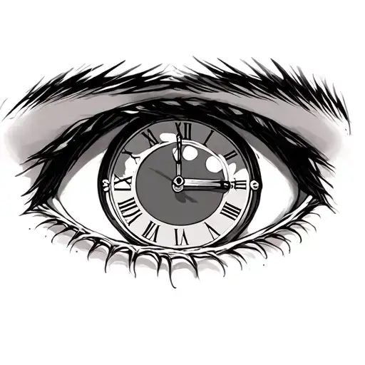 Two Anime Eyes With Clock Inside