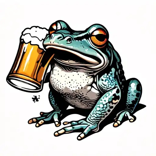 Frog Drinking Beer