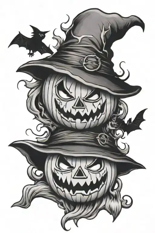 Witch Bats Ghosts Jack O'lanterns