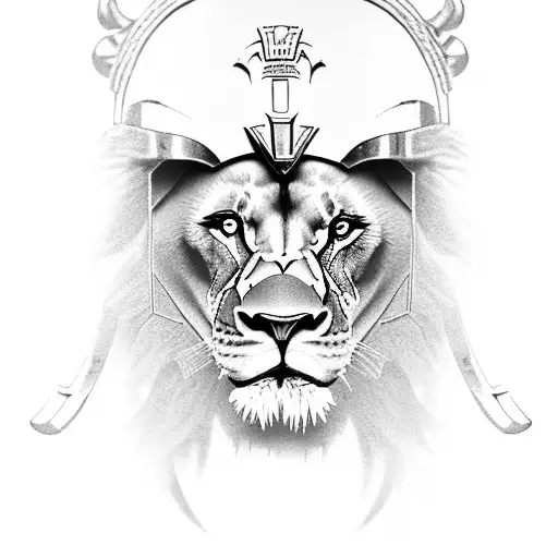 A Lion Wearing A Spartan Helmet