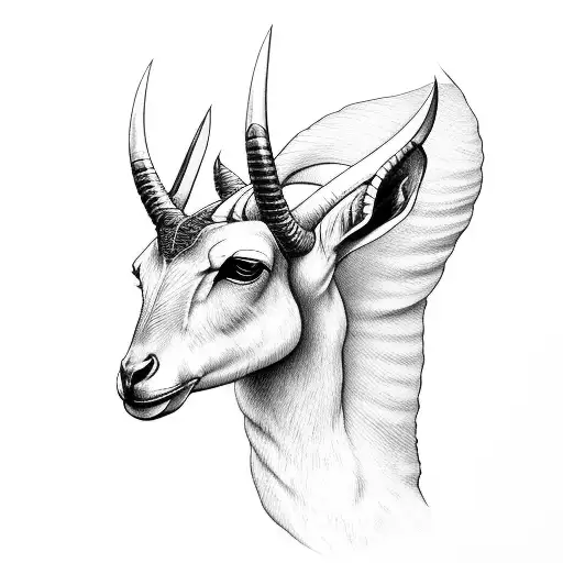 Arabian Oryx Head With New Zealand Fern