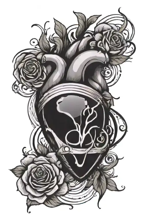 R With Heart Shape And Beat Line