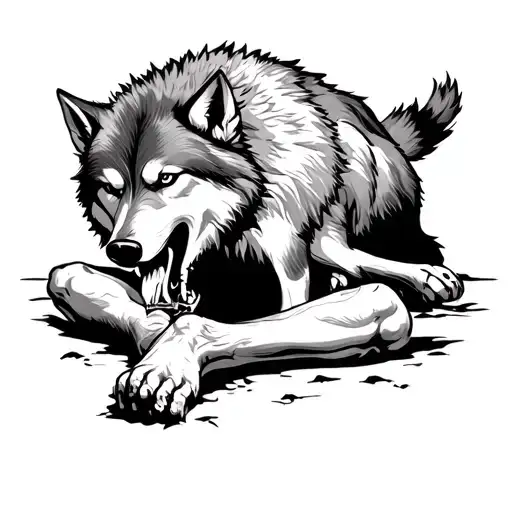 Wolf Eating Legs