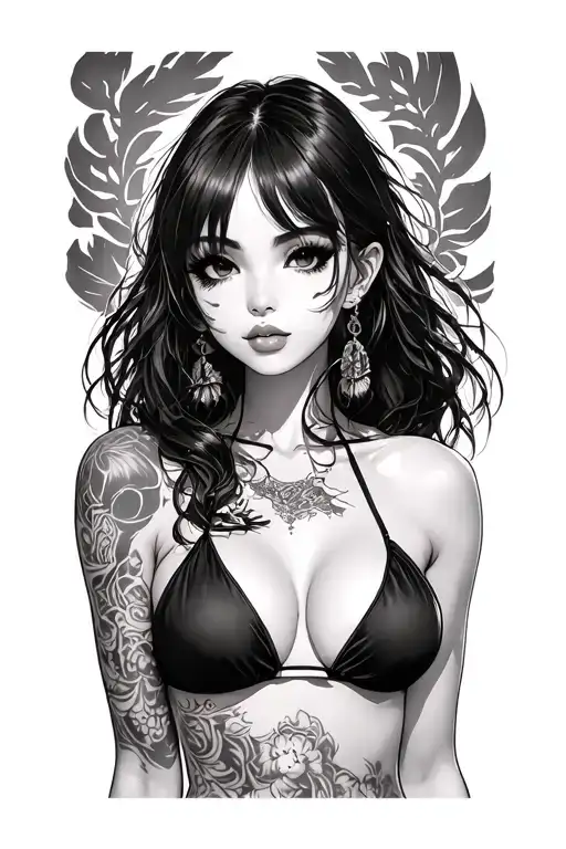 Hot Anime Girl Wearing Bikines