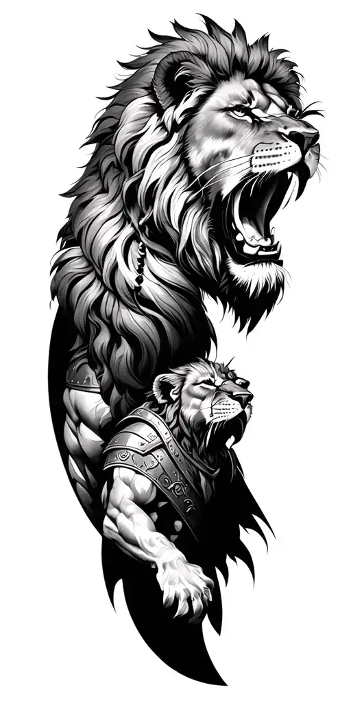 Lions And Roman Gladiator