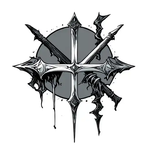 Broken Sword In A Gemotic Style Design