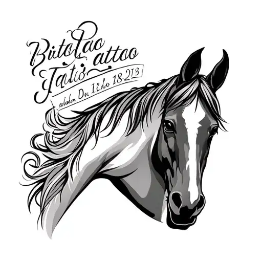 Horse Tatoo With Birth Date In It