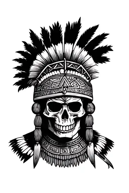 Inca Warrior Half Face Skull Combined With The Tumi Knife Of The Moche Culture