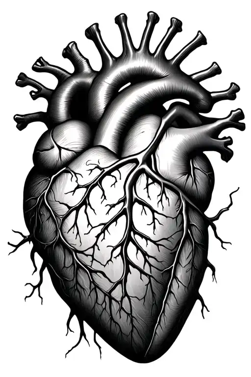 Anatomical Heart With Veins Turning Into Roots Growing