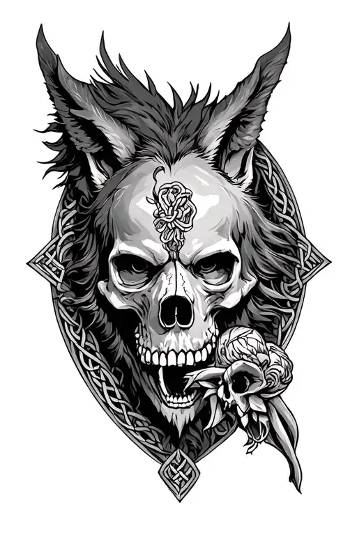 Wulf And Family And Celtic And Skull Surrounded