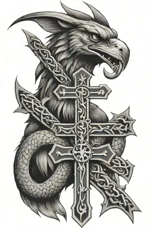 Cross Christ Wolf Eagle Snake With Life