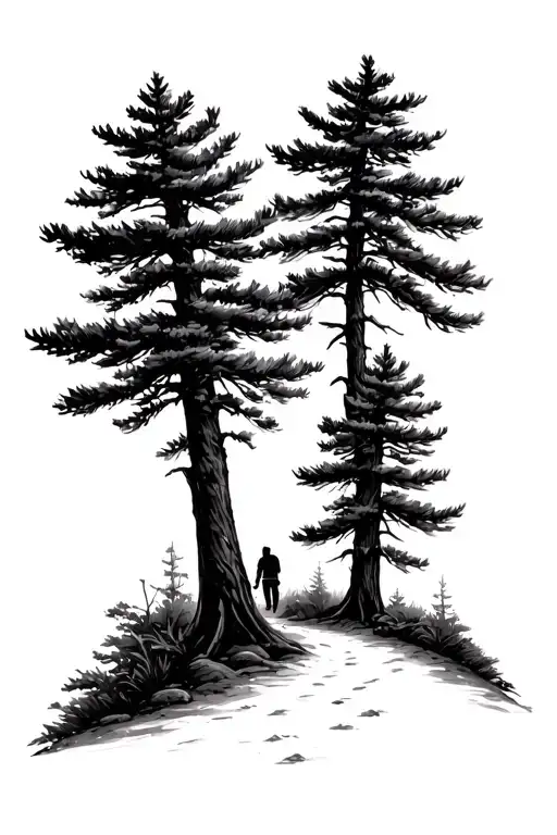 Trail Throw Pine Trees Background Family