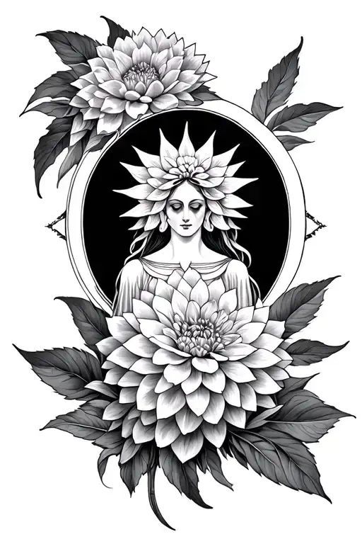 Dahlia And The Goddess Gaia Symbol Intertwined