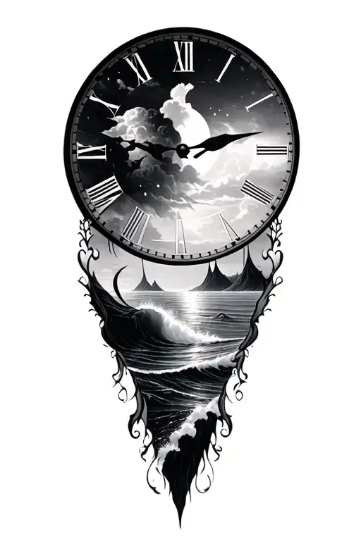 Clocks And Ocean Scene