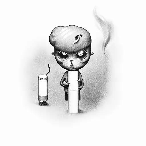 Little Character Doing Fuck And Slmoking Cigarettes