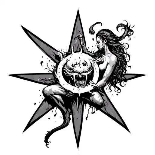 Terrifying Demon Ripping Woman's Guts Out Into A Pentagram