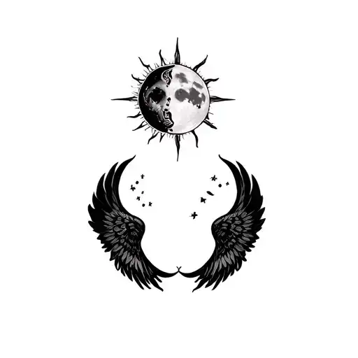Matching Tattoo For Niece And Aunt Featuring Elements Of Virgo Scorpio Moon Sun Peace Heaven Wings