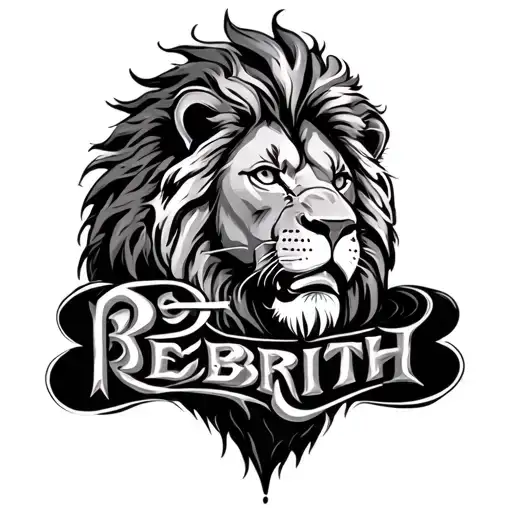 A Lion Rebirth Themed Written Tattoo Design