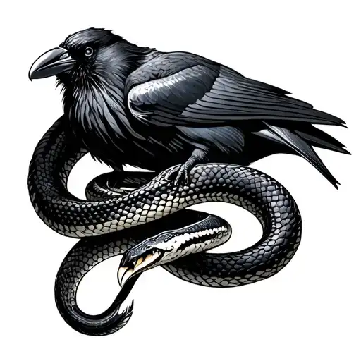 Snake And Crow Twisted To Echaother With A 27