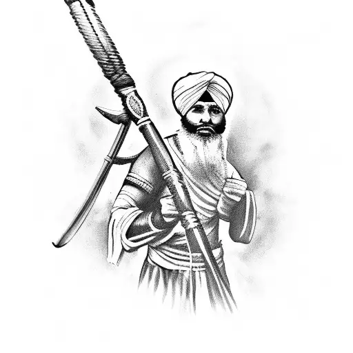 A Strong Sikh Khalsa Warrior In Battle Fighting An Enemy With Traditional Sikh Weapons