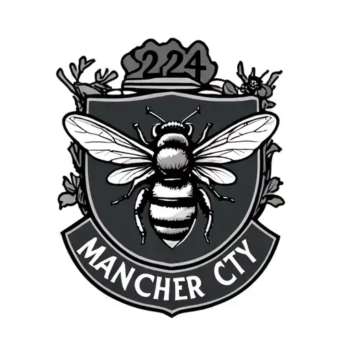 Manchester City Badge Incorporated With A Worker Bee A Poppy And The Numbers 224