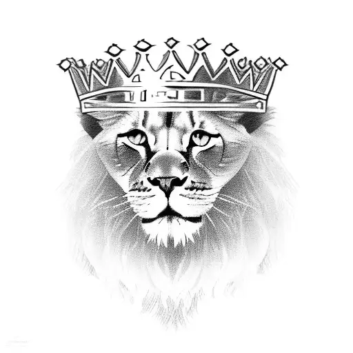 A Cat Wearing A Crown With A Majestic Lion In The Background
