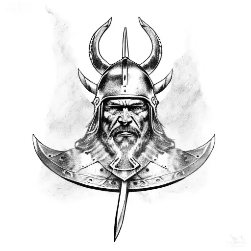 A Viking Warrior With A Horned Helmet And Battle Axe
