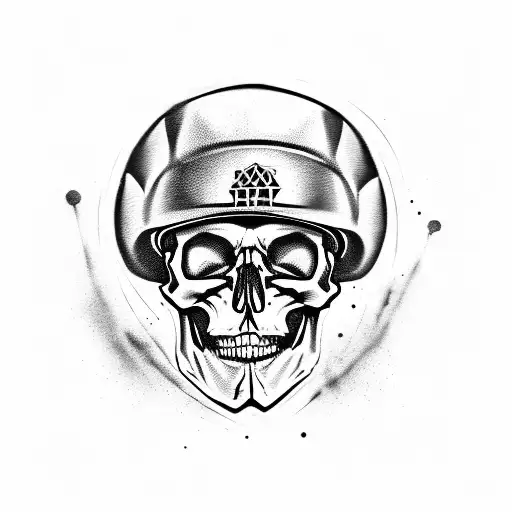 Skull Wearing A Hard Hat With A Graffiti Background