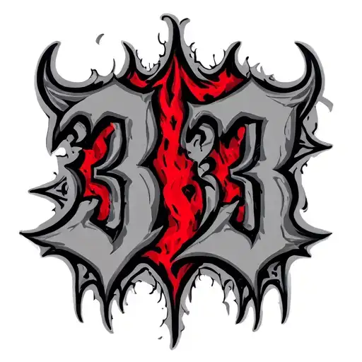 Red 333 Number In A Gothic Font