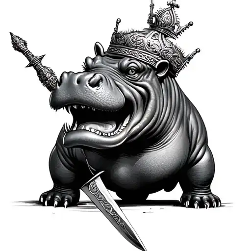 A Crowned Hippo With A Chinese Dagger