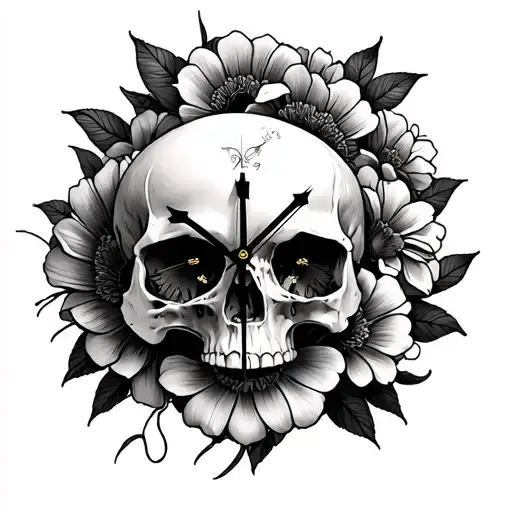 Flower Intertwined Skull Clocks