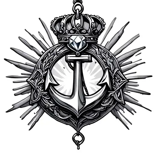 Anchor Crown Diamond Locket