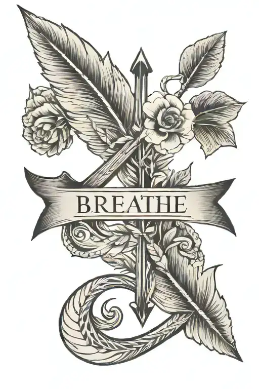 Feminine And Delicate Arrow With The Word Breathe Written
