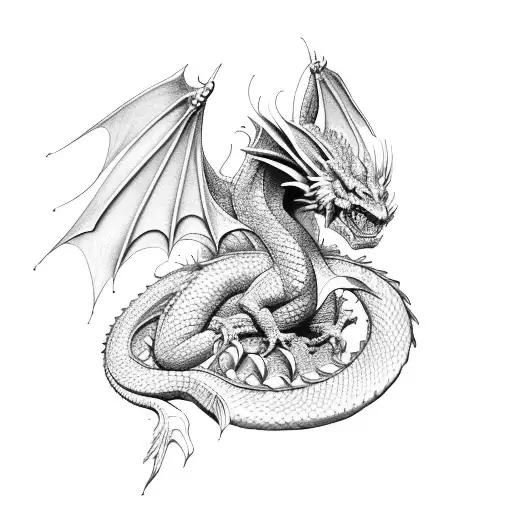 A Traditional Dragon Surrounded By Architectural Blueprints